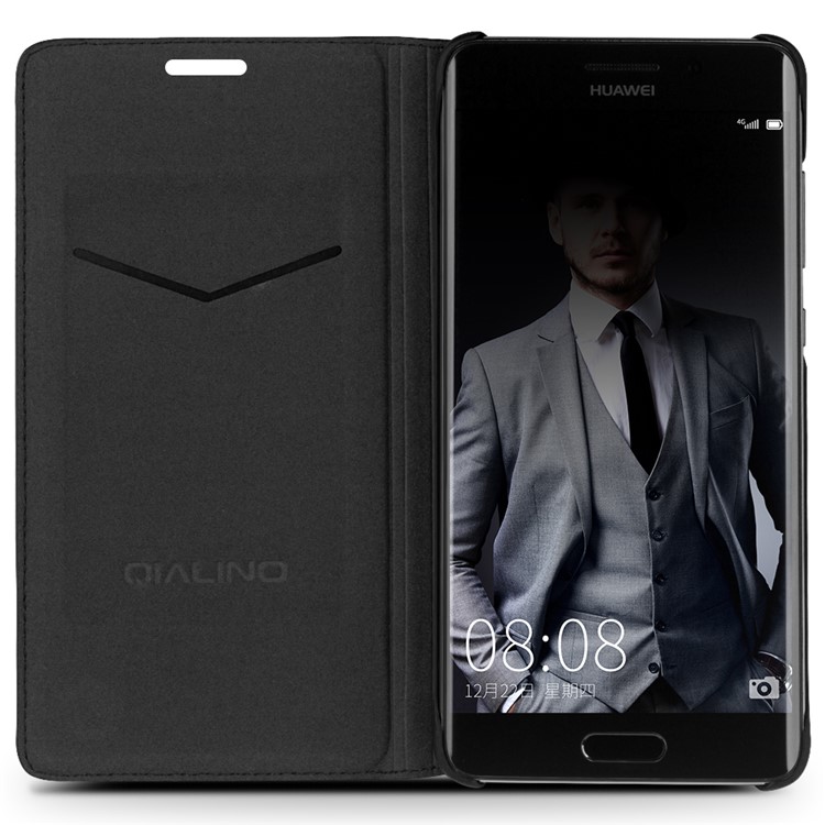 QIALINO Classic Thin Genuine Cowhide Leather Phone Casing for Huawei Mate 9 Pro / Mate 9 Porsche Design - Black-2