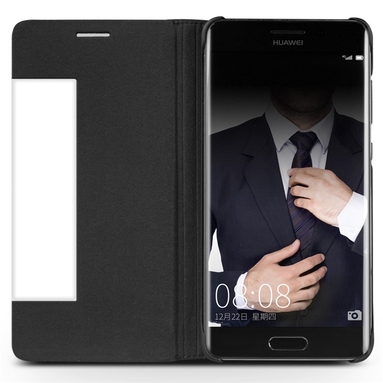 QIALINO View Window Genuine Leather Smart Casing for Huawei Mate 9 Pro / Mate 9 Porsche Design - Black-3