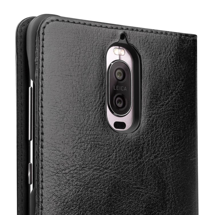 QIALINO View Window Genuine Leather Smart Casing for Huawei Mate 9 Pro / Mate 9 Porsche Design - Black-4