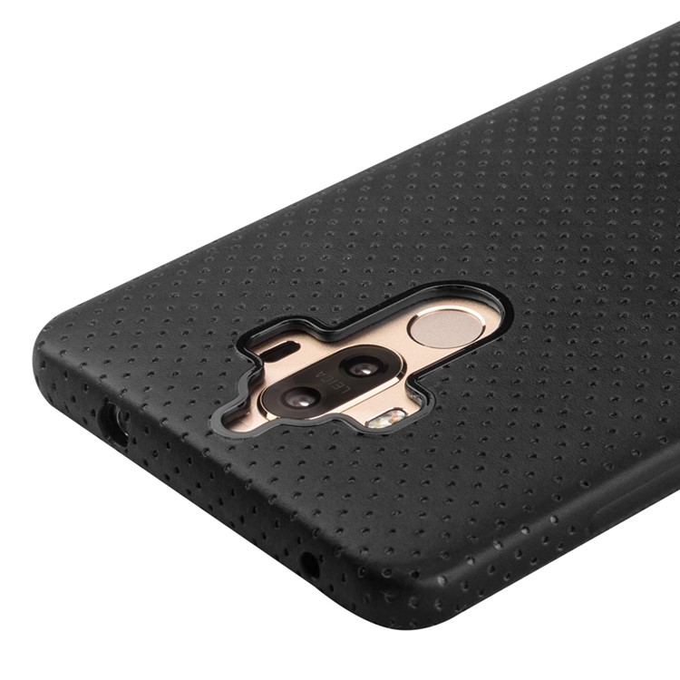 QIALINO Mesh Holes Genuine Leather Skin PC Phone Case for Huawei Mate 9 - Black-4