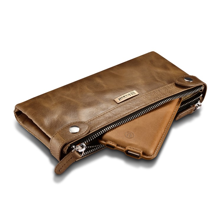 ICARER Genuine Leather Portable Power Bank 4400mAh External Battery for iPhone iPad Samsung - Brown-17