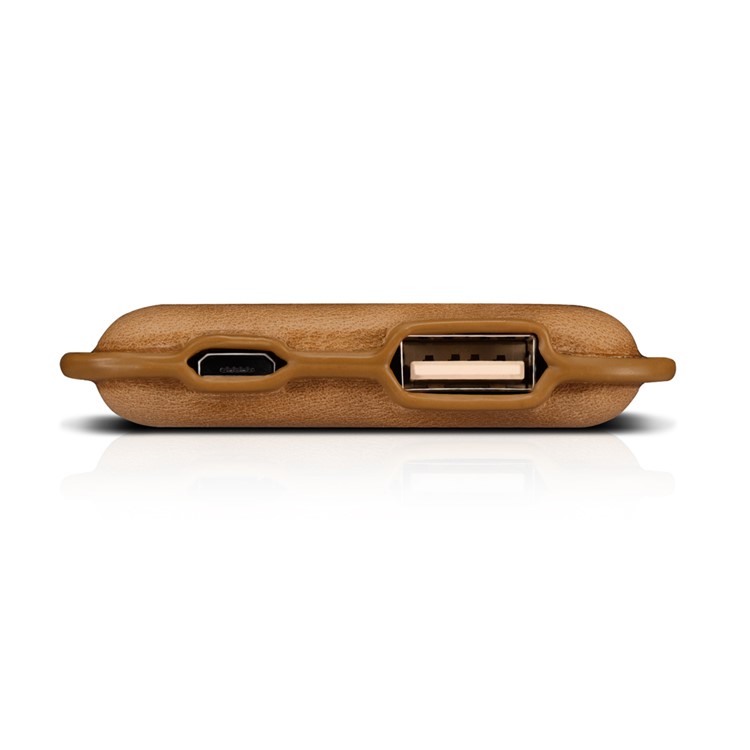 ICARER Genuine Leather Portable Power Bank 4400mAh External Battery for iPhone iPad Samsung - Brown-4
