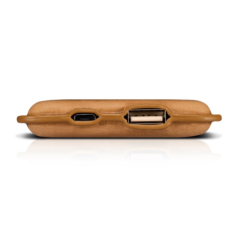 ICARER Genuine Leather Shell Portable Power Bank 8000mAh for iPhone iPad Samsung - Brown-2