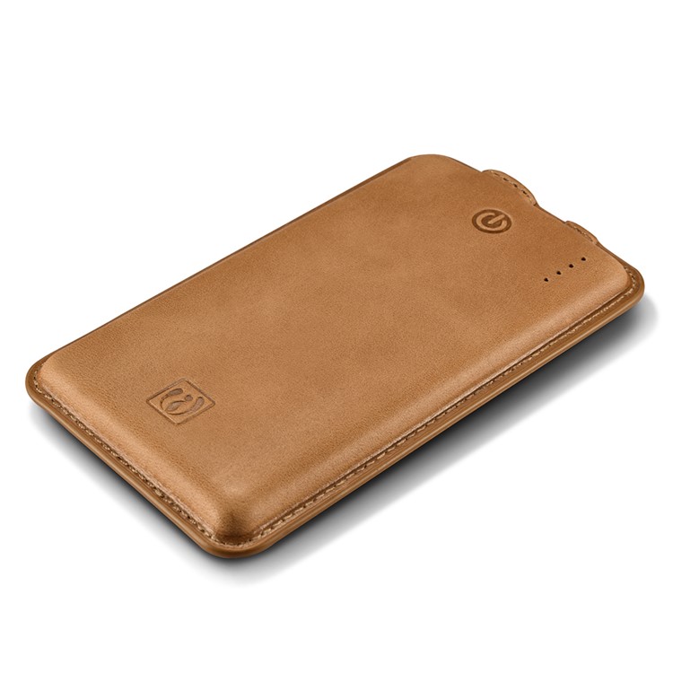 ICARER Genuine Leather Shell Portable Power Bank 8000mAh for iPhone iPad Samsung - Brown-8