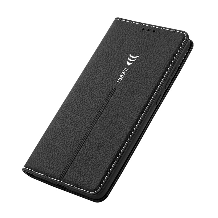 GEBEI Litchi Texture Card Holder Leather Stand Phone Case for Huawei Mate 9 - Black-2