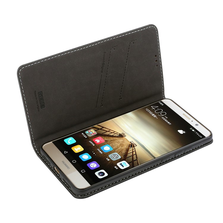GEBEI Litchi Texture Card Holder Leather Stand Phone Case for Huawei Mate 9 - Black-3