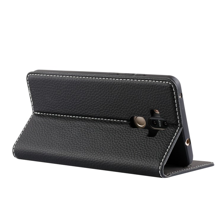 GEBEI Litchi Texture Card Holder Leather Stand Phone Case for Huawei Mate 9 - Black-4
