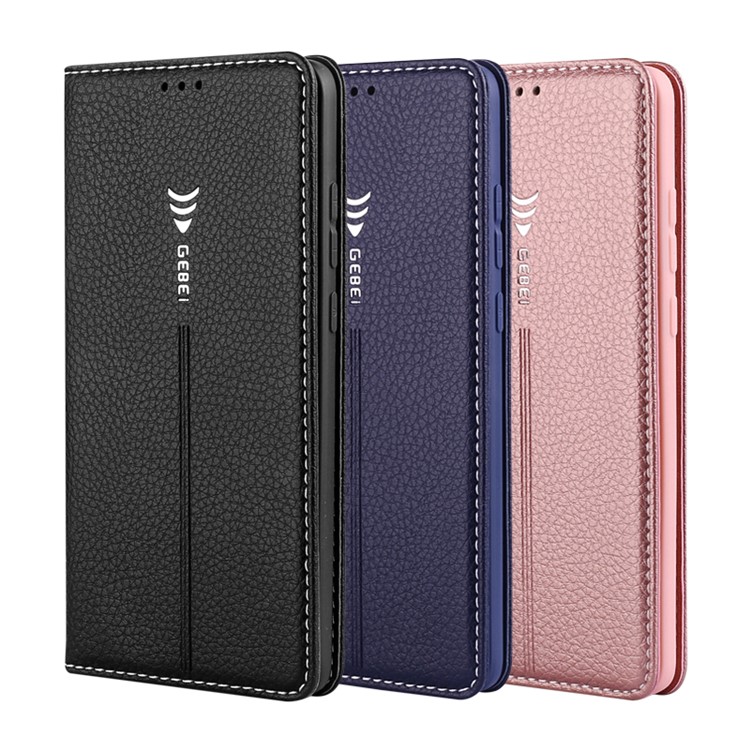 GEBEI Litchi Texture Card Holder Leather Stand Phone Case for Huawei Mate 9 - Black-6