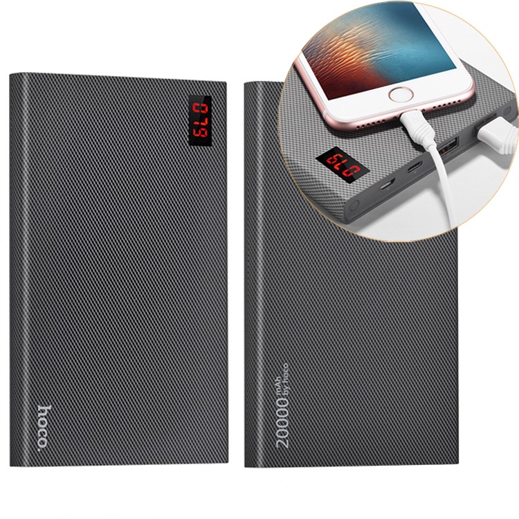 HOCO Checker Power Bank 20000mAh Dual USB Charger for iPhone Samsung Huawei Etc (B17A-20000) - Grey-1