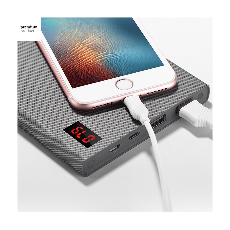 HOCO Checker Power Bank 20000mAh Dual USB Charger for iPhone Samsung Huawei Etc (B17A-20000) - Grey-3