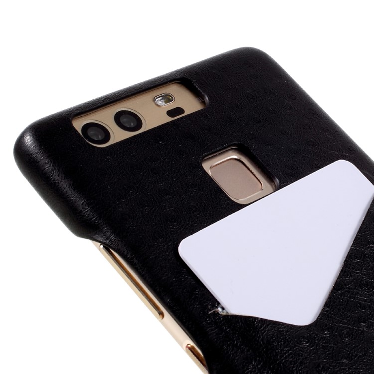 G-CASE Card Holder Phone Casing for Huawei P9 (Ostrich Texture PU Leather + PC) - Black-3