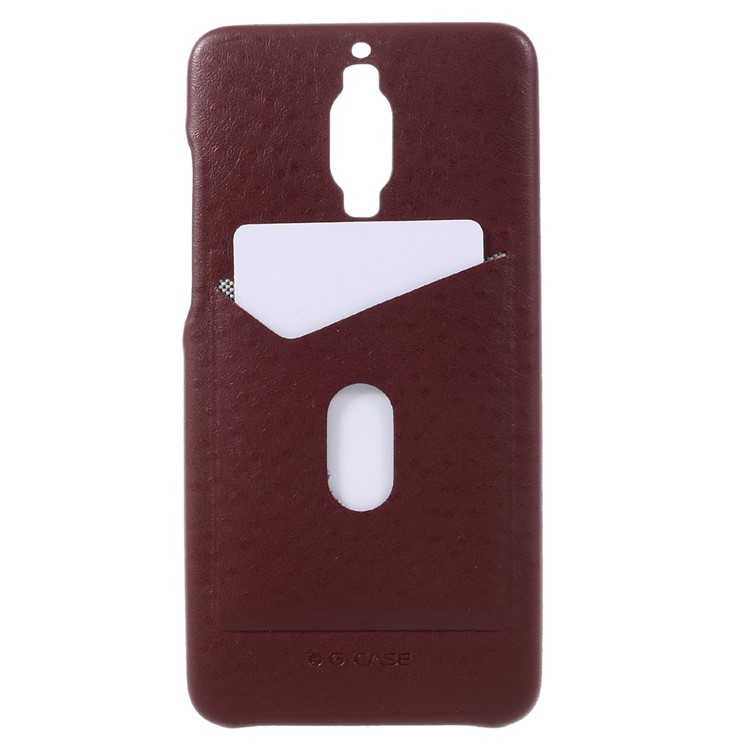 G-CASE Ostrich Texture Leather Coated PC Mobile Case with Card Slot for Huawei Mate 9 Pro / Porsche Design - Red-1