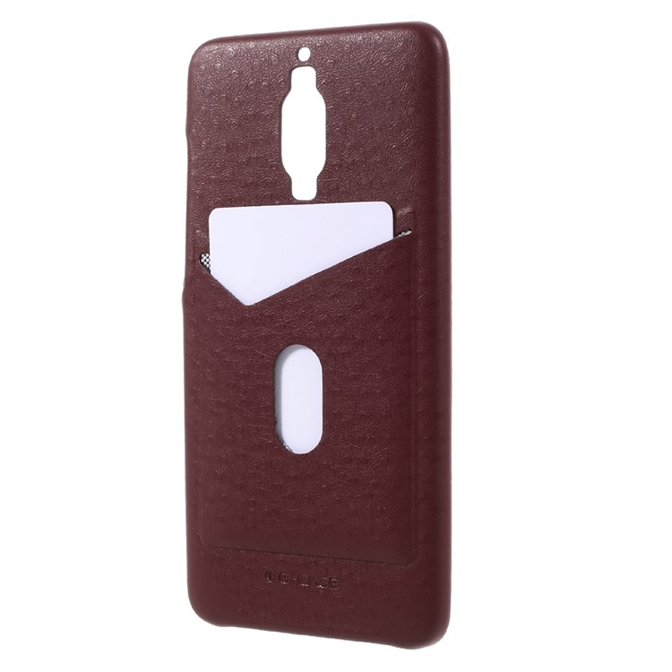G-CASE Ostrich Texture Leather Coated PC Mobile Case with Card Slot for Huawei Mate 9 Pro / Porsche Design - Red-3