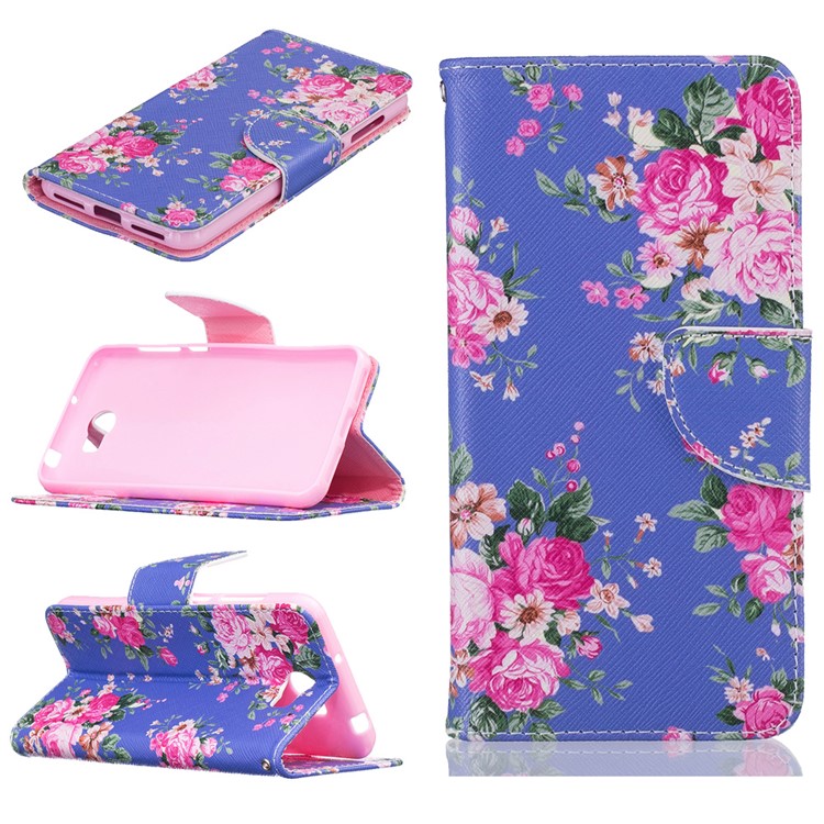 For Huawei Y5II / Y5 II / Honor 5 Pattern Printing Leather Wallet Case Mobile Accessory - Peony-1
