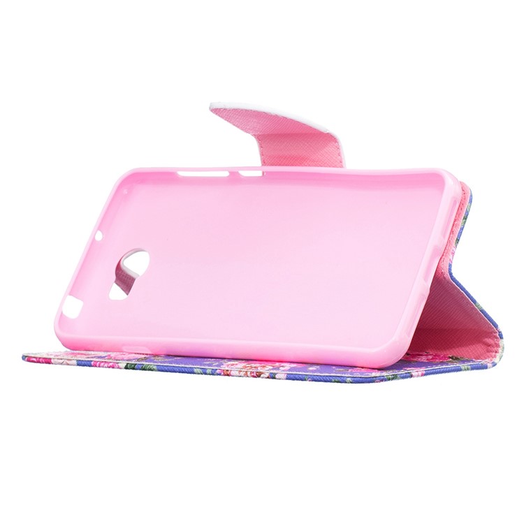 For Huawei Y5II / Y5 II / Honor 5 Pattern Printing Leather Wallet Case Mobile Accessory - Peony-4