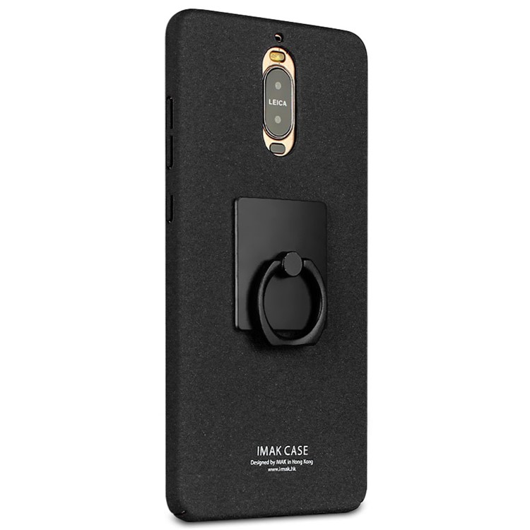 IMAK Ring Holder Matte PC Kickstand Mobile Case for Huawei Mate 9 Pro / Porsche Desgin - Black-2