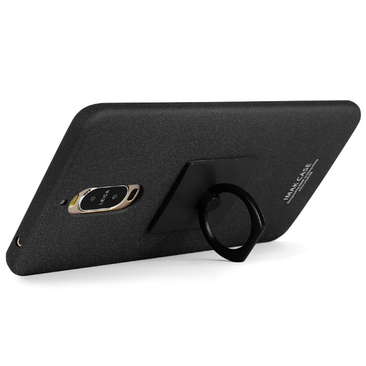 IMAK Ring Holder Matte PC Kickstand Mobile Case for Huawei Mate 9 Pro / Porsche Desgin - Black-3