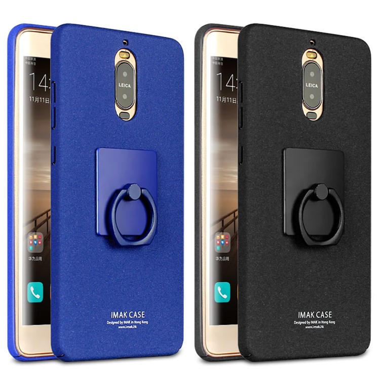 IMAK Ring Holder Matte PC Kickstand Mobile Case for Huawei Mate 9 Pro / Porsche Desgin - Black-8