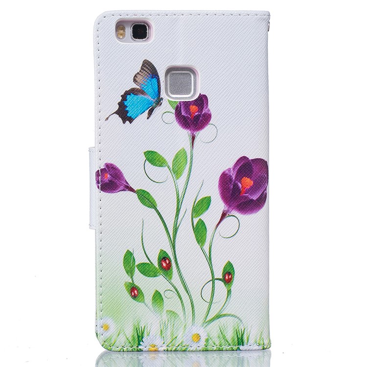 Pretty Pattern Magnetic Leather Wallet Case for Huawei P9 Lite / G9 Lite - Butterflies and Flowers-3