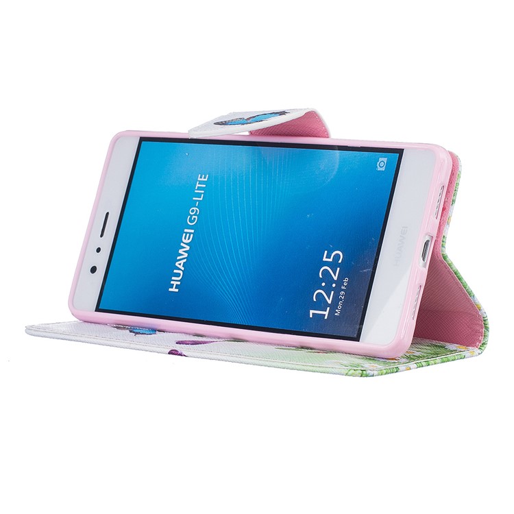 Pretty Pattern Magnetic Leather Wallet Case for Huawei P9 Lite / G9 Lite - Butterflies and Flowers-4