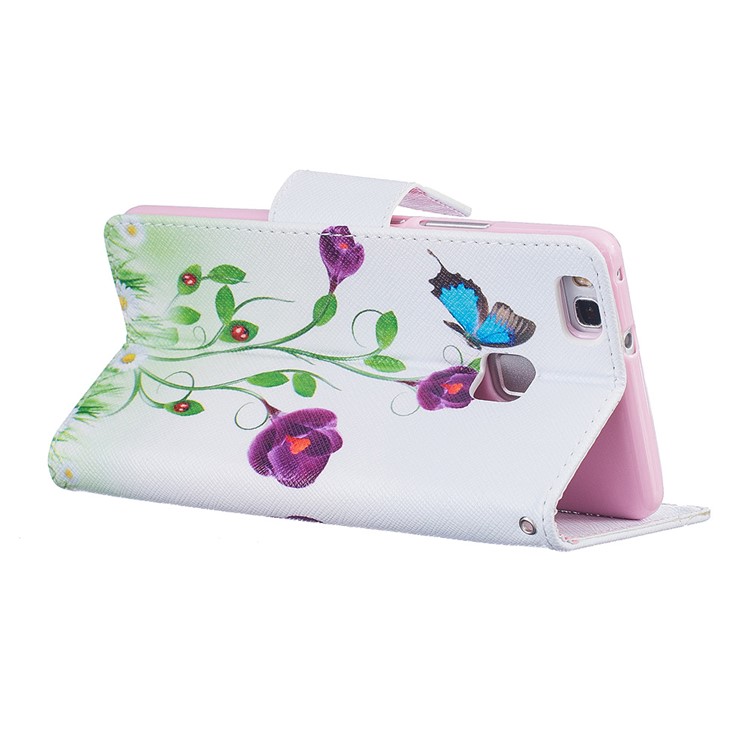 Pretty Pattern Magnetic Leather Wallet Case for Huawei P9 Lite / G9 Lite - Butterflies and Flowers-5