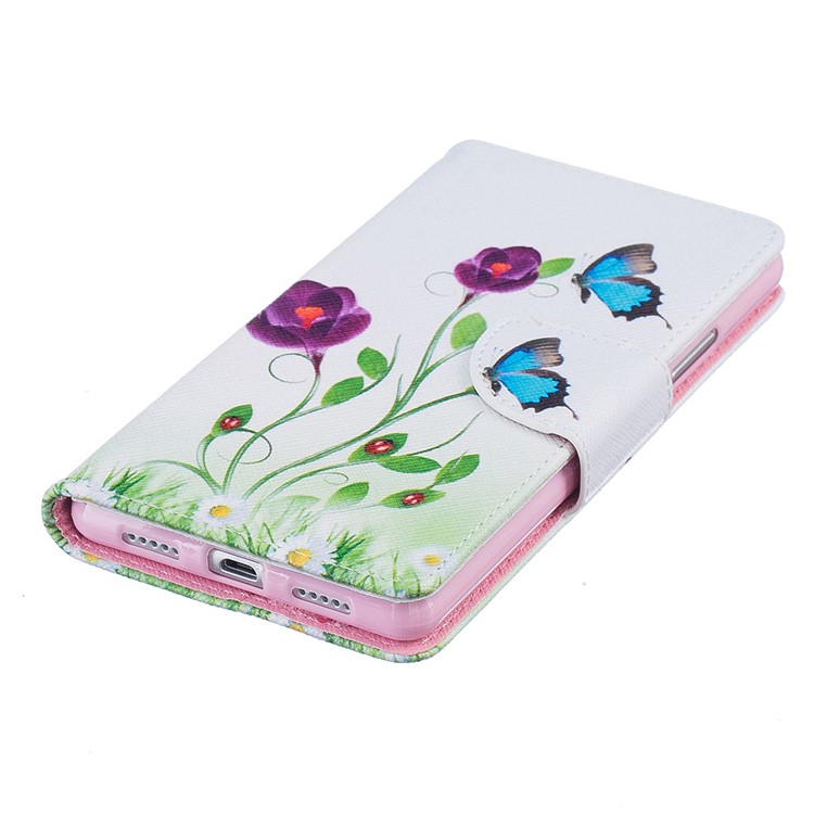Pretty Pattern Magnetic Leather Wallet Case for Huawei P9 Lite / G9 Lite - Butterflies and Flowers-6