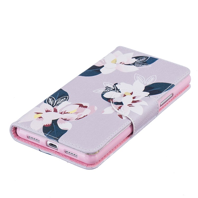 Musterdruck Brieftasche Leder Stand Case Für Huawei P9 Lite / G9 Lite - Schöne Blumen / Grau-6