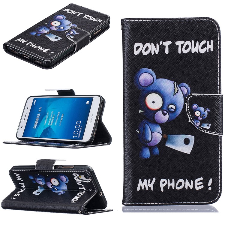 Wallet Leather Stand Case for Huawei Y6 II/Y6II/Honor 5A - Do not Touch My Phone-1