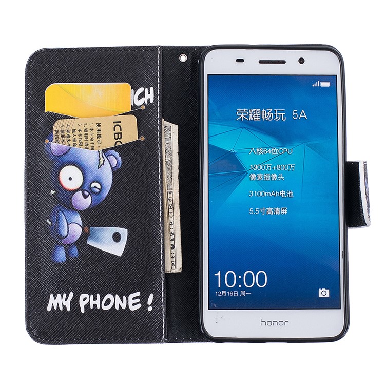 Wallet Leather Stand Case for Huawei Y6 II/Y6II/Honor 5A - Do not Touch My Phone-8
