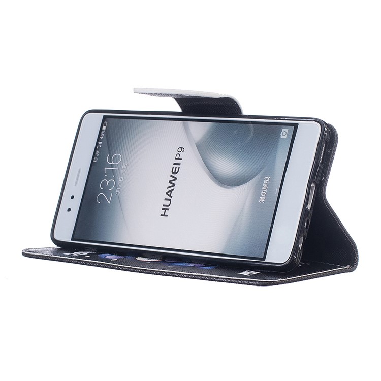 Carrinho De Carteira Padronizado Caso De Couro Para Celular PU Para Huawei P9 - Margarida Branca-5