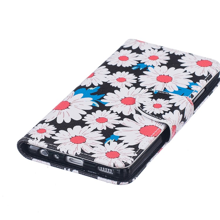 Carrinho De Carteira Padronizado Caso De Couro Para Celular PU Para Huawei P9 - Margarida Branca-6