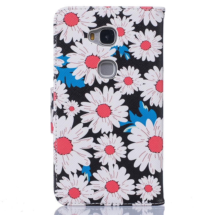 Pattern Printing Leather Wallet Case for Huawei Honor 5X/Honor Play 5X - Daisy Flowers-3