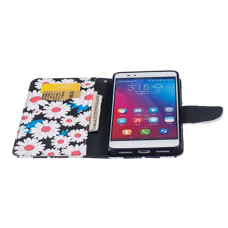 Pattern Printing Leather Wallet Case for Huawei Honor 5X/Honor Play 5X - Daisy Flowers-8