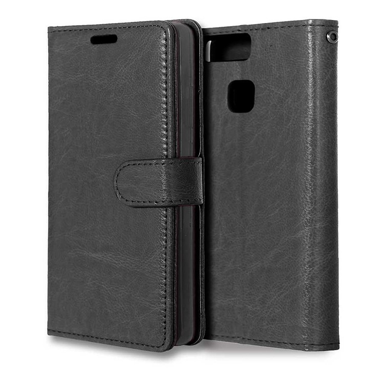 Wallet Leather Stand Case for Huawei P9 - Black-8