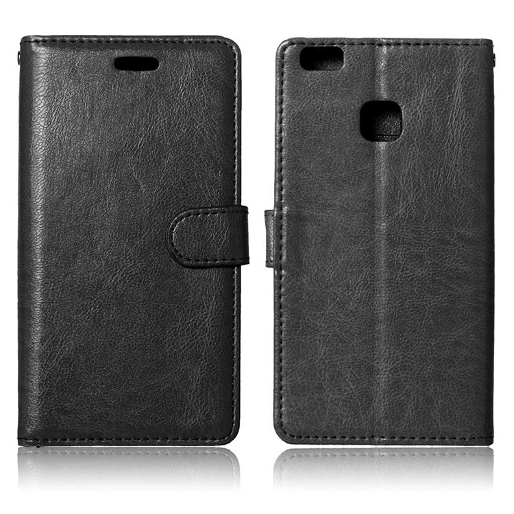 3 Card Slots Leather Flip Stand Phone Case for Huawei P9 Lite / G9 Lite - Black-2