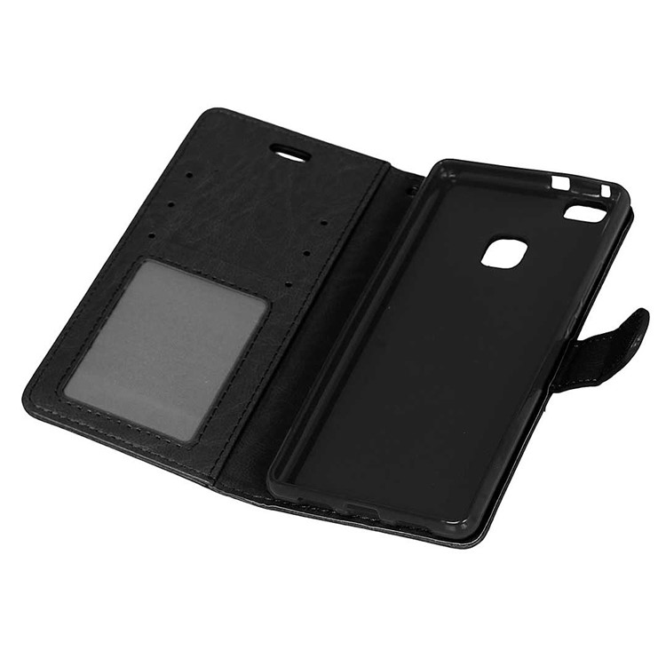 3 Card Slots Leather Flip Stand Phone Case for Huawei P9 Lite / G9 Lite - Black-4