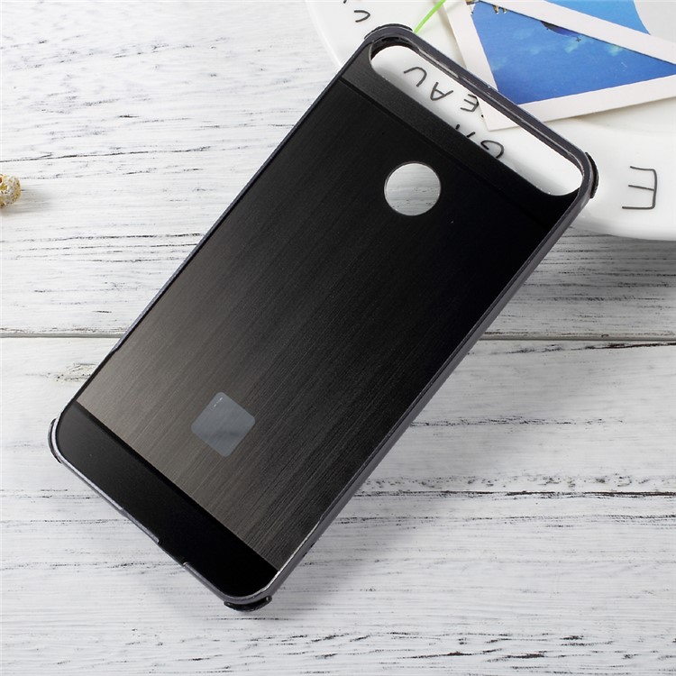 Plated Aluminum Alloy Bumper + Brushed PC Plate Drop-proof Back Case for Huawei nova - Black-1