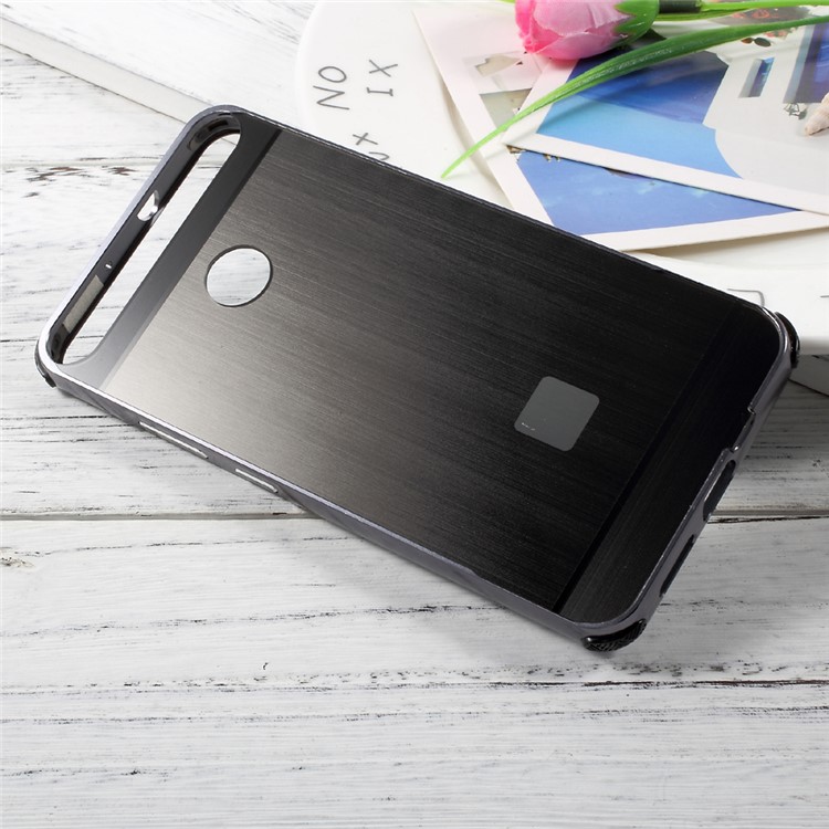 Plated Aluminum Alloy Bumper + Brushed PC Plate Drop-proof Back Case for Huawei nova - Black-2