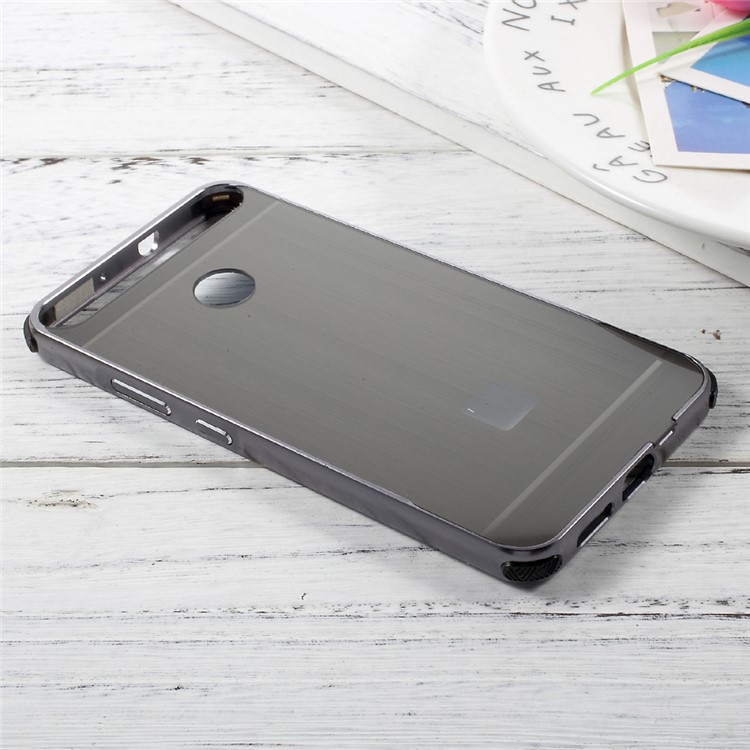 Plated Aluminum Alloy Bumper + Brushed PC Plate Drop-proof Back Case for Huawei nova - Black-3