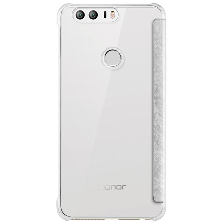 HUAWEI View Window Leather Flip Mobile Case with Cross Texture for Huawei Honor 8 - White-3