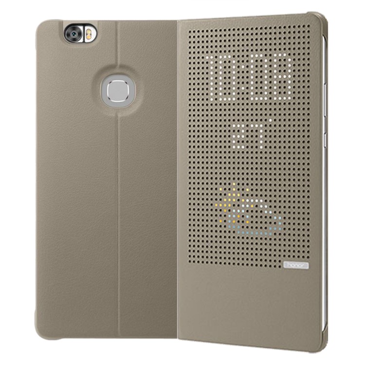 HUAWEI Dot View Window Smart Leather Stand Phone Case for Huawei Honor Note 8 - Grey-1