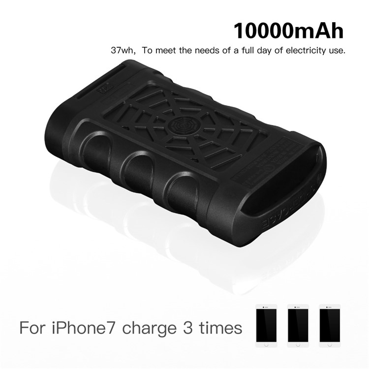 SPIDERCASE IP68 Waterproof 10000mAh QC 3.0 Type-C Power Bank with LED Flashlight for iPhone Samsung LG Etc (SP-001) - Black-12