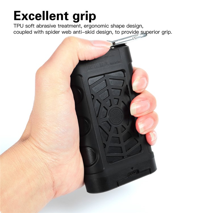 SPIDERCASE IP68 Waterproof 10000mAh QC 3.0 Type-C Power Bank with LED Flashlight for iPhone Samsung LG Etc (SP-001) - Black-3