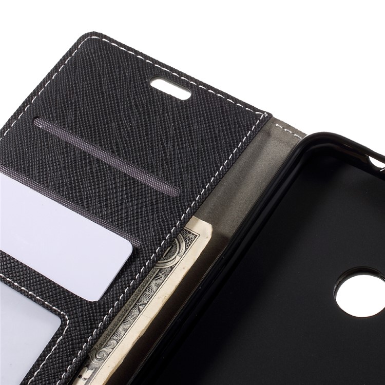 For Huawei P8 Lite (2017) / Honor 8 Lite Stand Wallet Leather Case Cross Texture - Black-11