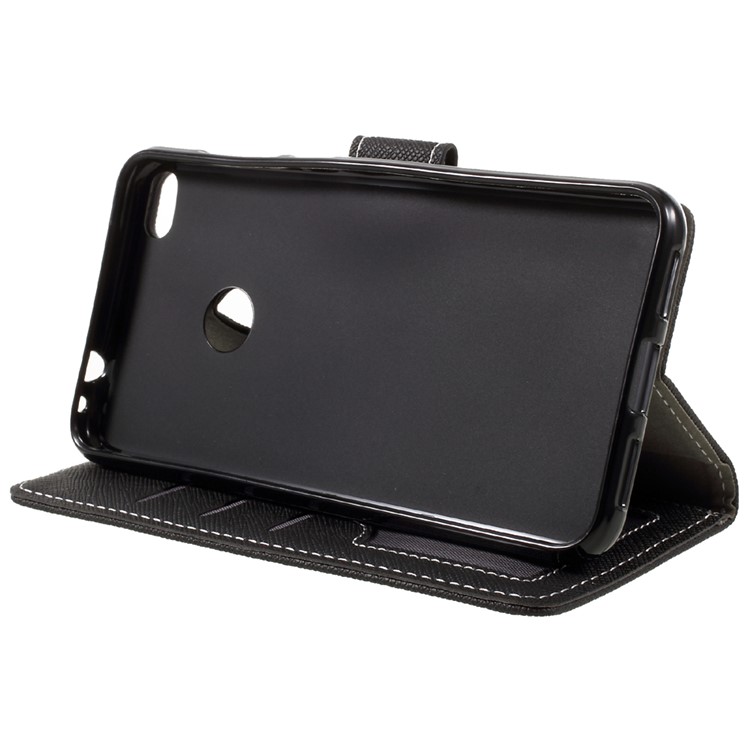 For Huawei P8 Lite (2017) / Honor 8 Lite Stand Wallet Leather Case Cross Texture - Black-4