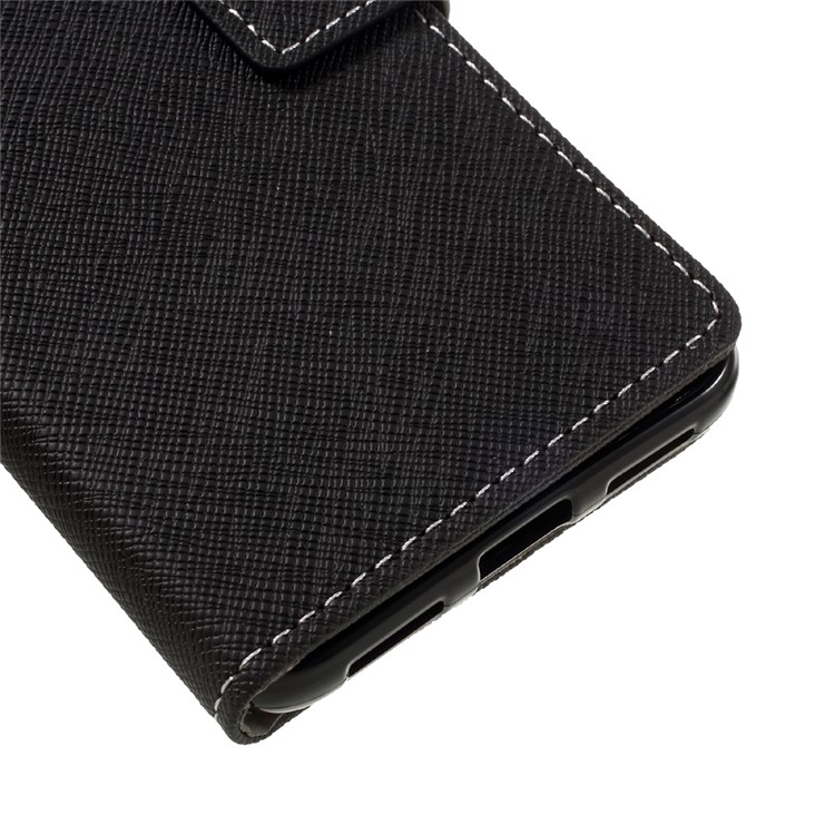 For Huawei P8 Lite (2017) / Honor 8 Lite Stand Wallet Leather Case Cross Texture - Black-7