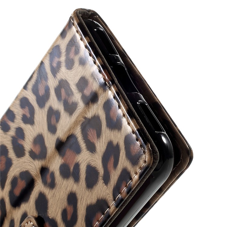 For Huawei P8 Lite (2017) / Honor 8 Lite Glossy Leopard PU Leather Wallet Case with Stand-10