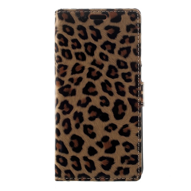For Huawei P8 Lite (2017) / Honor 8 Lite Glossy Leopard PU Leather Wallet Case with Stand-2