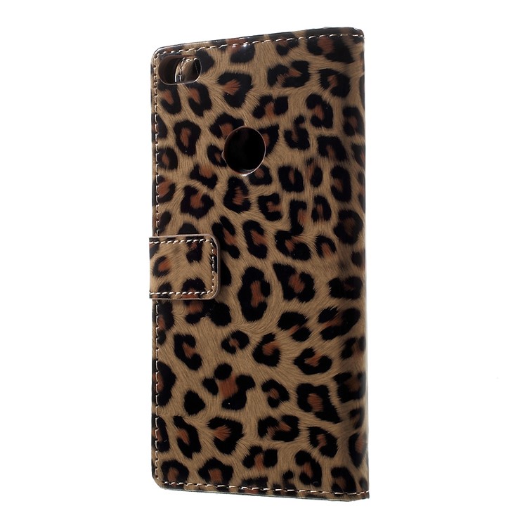 For Huawei P8 Lite (2017) / Honor 8 Lite Glossy Leopard PU Leather Wallet Case with Stand-3