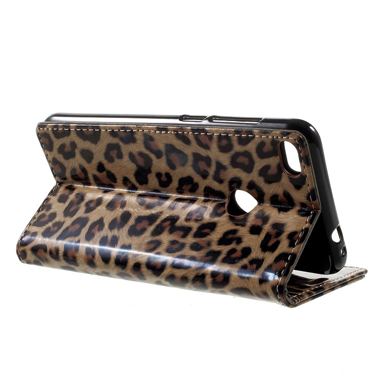 For Huawei P8 Lite (2017) / Honor 8 Lite Glossy Leopard PU Leather Wallet Case with Stand-4